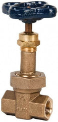 NIBCO - 3/8" Pipe, Class 300, Threaded Bronze Alloy Solid Wedge Rising Stem Gate Valve - 600 WOG, 300 WSP, Union Bonnet - Apex Tool & Supply