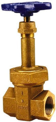 NIBCO - 1-1/2" Pipe, Class 300, Threaded Bronze Alloy Solid Wedge Rising Stem Gate Valve with Stainless Steel Trim - 600 WOG, 300 WSP, Union Bonnet - Apex Tool & Supply