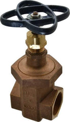 NIBCO - 1-1/2" Pipe, Class 300, Threaded Bronze Alloy Solid Wedge Stem Gate Valve - 600 WOG, 300 WSP, Union Bonnet - Apex Tool & Supply