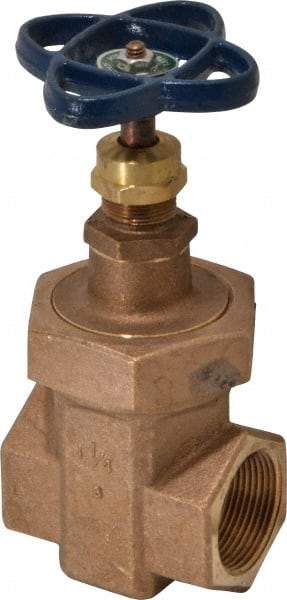 NIBCO - 1-1/4" Pipe, Class 300, Threaded Bronze Alloy Solid Wedge Stem Gate Valve - 600 WOG, 300 WSP, Union Bonnet - Apex Tool & Supply
