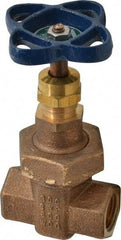 NIBCO - 1/2" Pipe, Class 300, Threaded Bronze Alloy Solid Wedge Stem Gate Valve - 600 WOG, 300 WSP, Union Bonnet - Apex Tool & Supply