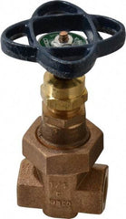 NIBCO - 1/4" Pipe, Class 300, Threaded Bronze Alloy Solid Wedge Stem Gate Valve - 600 WOG, 300 WSP, Union Bonnet - Apex Tool & Supply