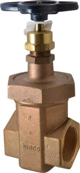 NIBCO - 2" Pipe, Class 300, Threaded Bronze Alloy Solid Wedge Stem Gate Valve - 600 WOG, 300 WSP, Union Bonnet - Apex Tool & Supply