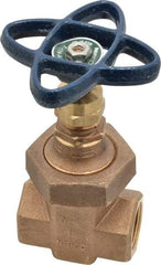 NIBCO - 3/4" Pipe, Class 300, Threaded Bronze Alloy Solid Wedge Stem Gate Valve - 600 WOG, 300 WSP, Union Bonnet - Apex Tool & Supply