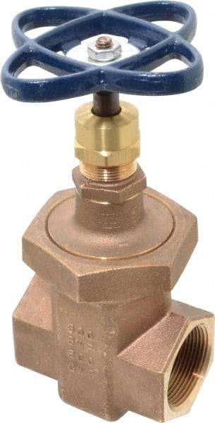 NIBCO - 1-1/2" Pipe, Class 300, Threaded Bronze Alloy Solid Wedge Stem Gate Valve with Stainless Steel Trim - 600 WOG, 300 WSP, Union Bonnet - Apex Tool & Supply