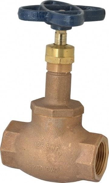 NIBCO - 1" Pipe, Threaded Ends, Bronze Integral Globe Valve - Bronze Disc, Screw-In Bonnet, 200 psi WOG, 125 psi WSP, Class 125 - Apex Tool & Supply
