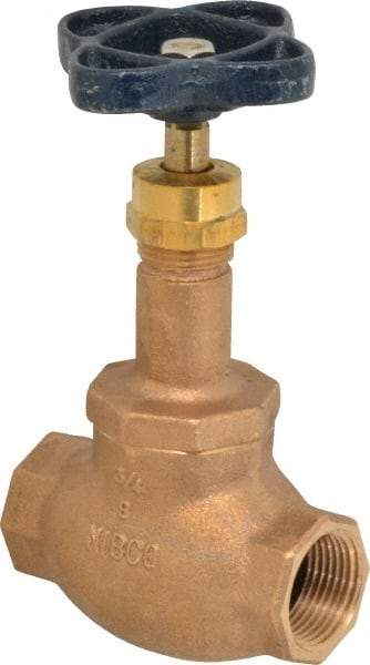 NIBCO - 3/4" Pipe, Threaded Ends, Bronze Integral Globe Valve - PTFE Disc, Screw-In Bonnet, 200 psi WOG, 125 psi WSP, Class 125 - Apex Tool & Supply