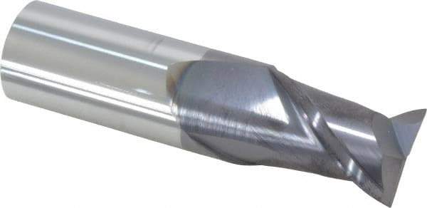 Accupro - 3/4", 1" LOC, 3/4" Shank Diam, 3" OAL, 2 Flute, Solid Carbide Square End Mill - Single End, AlTiN Finish, Spiral Flute, 40° Helix, Centercutting, Right Hand Cut, Right Hand Flute - Apex Tool & Supply