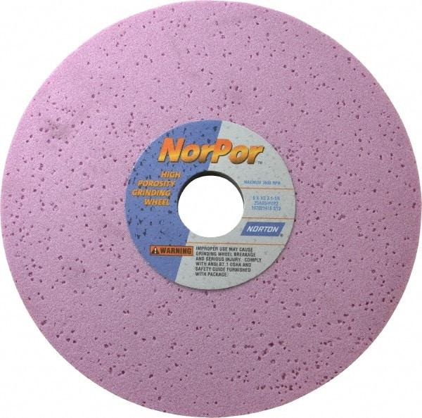 Norton - 8" Diam x 1-1/4" Hole x 1/2" Thick, H Hardness, 60 Grit Surface Grinding Wheel - Aluminum Oxide, Type 1, Medium Grade, 3,600 Max RPM, Vitrified Bond, No Recess - Apex Tool & Supply