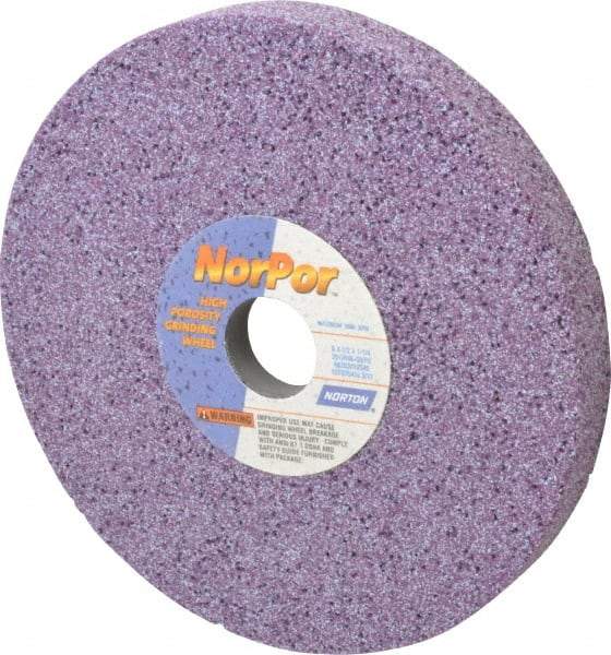Norton - 8" Diam x 1-1/4" Hole x 1" Thick, G Hardness, 46 Grit Surface Grinding Wheel - Ceramic, Type 5, Coarse Grade, 3,600 Max RPM, Vitrified Bond, One-Side Recess - Apex Tool & Supply