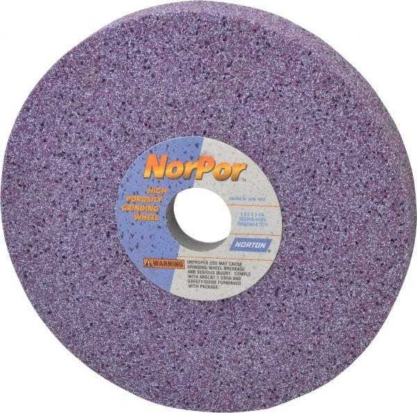 Norton - 8" Diam x 1-1/4" Hole x 1" Thick, H Hardness, 46 Grit Surface Grinding Wheel - Ceramic, Type 5, Coarse Grade, 3,600 Max RPM, Vitrified Bond, One-Side Recess - Apex Tool & Supply