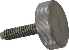 Gibraltar - 1/4-20 Knurled Shoulderless Dog Point Tip Grade 18-8 Stainless Steel Thumb Screw - 1-5/16" OAL, 1" Head Diam x 5/16" Head Height - Apex Tool & Supply