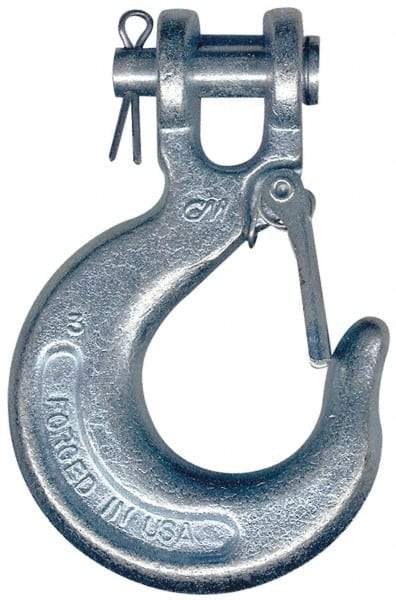 CM - 7/16 Inch Chain Diameter, Grade 43 Clevis Hook - 7,200 Lbs. Load Capacity, 0.58 Inch Inside Diameter, 1/2 Inch Pin Diameter, 1.02 Inch Hook Throat, 5.56 Inch Overall Length, 3.91 Inch Hook Width - Apex Tool & Supply