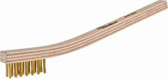 Weiler - 3 Rows x 7 Columns Brass Scratch Brush - 7-1/2" OAL, 1/2" Trim Length, Wood Toothbrush Handle - Apex Tool & Supply
