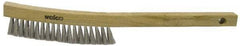 Weiler - 4 Rows x 18 Columns Stainless Steel Plater Brush - 5" Brush Length, 10" OAL, 1" Trim Length, Wood Shoe Handle - Apex Tool & Supply