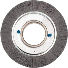 Weiler - 6" OD, 2" Arbor Hole, Crimped Nylon Wheel Brush - 1" Face Width, 1-1/4" Trim Length, 0.018" Filament Diam, 3,600 RPM - Apex Tool & Supply