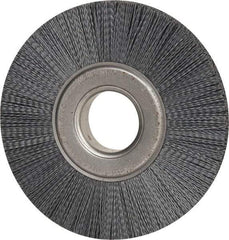Weiler - 8" OD, 2" Arbor Hole, Crimped Nylon Wheel Brush - 1" Face Width, 2-1/4" Trim Length, 0.035" Filament Diam, 3,600 RPM - Apex Tool & Supply