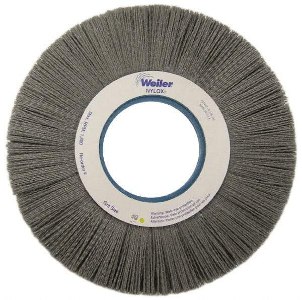 Weiler - 10" OD, 2" Arbor Hole, Crimped Nylon Wheel Brush - 1" Face Width, 3" Trim Length, 0.035" Filament Diam, 3,600 RPM - Apex Tool & Supply