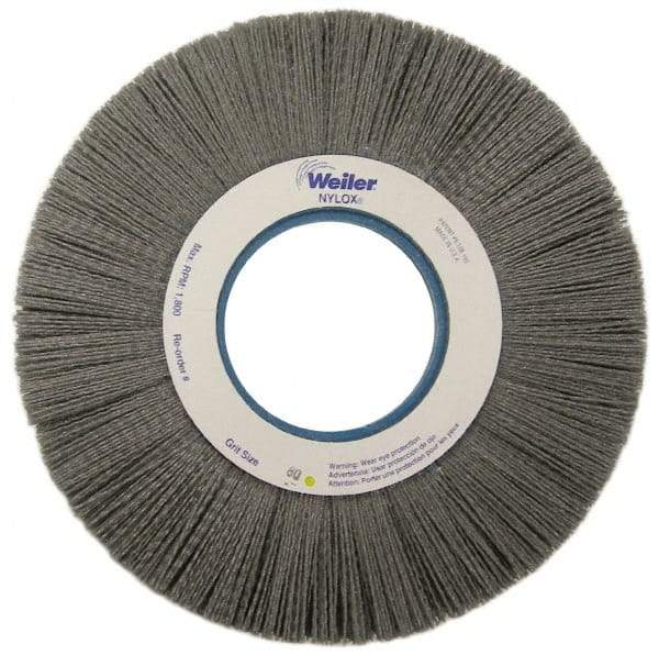 Weiler - 10" OD, 2" Arbor Hole, Crimped Nylon Wheel Brush - 1" Face Width, 3" Trim Length, 0.04" Filament Diam, 3,600 RPM - Apex Tool & Supply