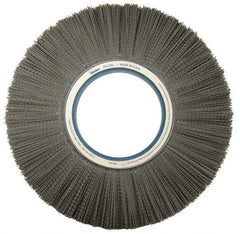 Weiler - 14" OD, Crimped Nylon Wheel Brush - 1-1/8" Face Width, 3-3/4" Trim Length, 0.022" Filament Diam, 1,800 RPM - Apex Tool & Supply