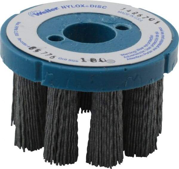 Weiler - 3" 180 Grit Silicon Carbide Crimped Disc Brush - Very Fine Grade, Plain Hole Connector, 1-1/2" Trim Length, 7/8" Arbor Hole - Apex Tool & Supply