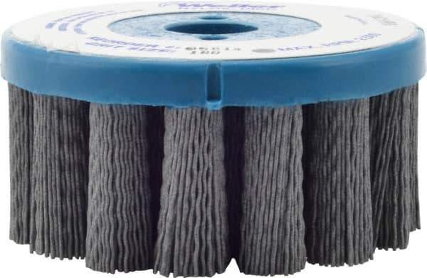 Weiler - 4" 180 Grit Silicon Carbide Crimped Disc Brush - Very Fine Grade, Plain Hole Connector, 1-1/2" Trim Length, 7/8" Arbor Hole - Apex Tool & Supply