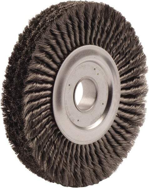 Weiler - 15" OD, 2" Arbor Hole, Knotted Steel Wheel Brush - 3/4" Face Width, 2" Trim Length, 0.016" Filament Diam, 5,000 RPM - Apex Tool & Supply