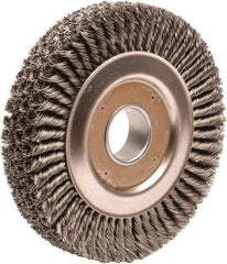 Weiler - 10" OD, 2" Arbor Hole, Knotted Steel Wheel Brush - 1-3/4" Face Width, 1-3/4" Trim Length, 0.023" Filament Diam, 4,500 RPM - Apex Tool & Supply
