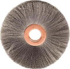 Weiler - 3" OD, 1/2" Arbor Hole, Crimped Steel Wheel Brush - 5/8" Face Width, 1" Trim Length, 0.003" Filament Diam, 20,000 RPM - Apex Tool & Supply