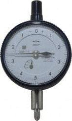 Mitutoyo - 0.025" Range, 0-5-0 Dial Reading, 0.0001" Graduation Dial Drop Indicator - 2-3/16" Dial, 0.01" Range per Revolution, 0.0001" Accuracy, Revolution Counter - Apex Tool & Supply