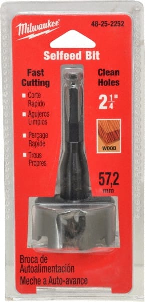 Milwaukee Tool - 2-1/4", 7/16" Hex Shank, Bright Finish, Cobalt Self Feed Drill Bit - Apex Tool & Supply