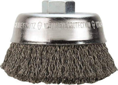 Milwaukee Tool - 4" OD, 5/8" Arbor Hole, Crimped Stainless Steel Wheel Brush - 1/2" Face Width, 3/4" Trim Length, 0.014" Filament Diam, 12,000 RPM - Apex Tool & Supply