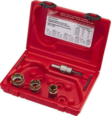 Milwaukee Tool - 5 Piece, 7/8" to 1-3/8" Saw Diam, Electrician's Hole Saw Kit - Carbide-Tipped, Gulleted Edge, Pilot Drill Model No. 49-57-0035, 49-57-0038, Includes 3 Hole Saws - Apex Tool & Supply