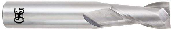 OSG - 3/8", 1" LOC, 3/8" Shank Diam, 2-1/2" OAL, 2 Flute, Solid Carbide Square End Mill - Single End, Uncoated, Spiral Flute, 30° Helix, Centercutting, Right Hand Cut, Right Hand Flute, Series 452 - Apex Tool & Supply