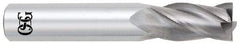 OSG - 1", 1-1/2" LOC, 1" Shank Diam, 4" OAL, 4 Flute, Solid Carbide Square End Mill - Single End, Uncoated, Spiral Flute, 30° Helix, Centercutting, Right Hand Cut, Right Hand Flute, Series 454 - Apex Tool & Supply