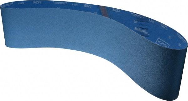 Norton - 6" Wide x 60" OAL, 80 Grit, Zirconia Alumina Abrasive Belt - Zirconia Alumina, Medium, Coated, X Weighted Cloth Backing, Series R823 - Apex Tool & Supply