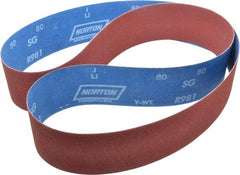 Norton - 2-1/2" Wide x 60" OAL, 80 Grit, Ceramic Abrasive Belt - Ceramic, Medium, Coated, Y Weighted Cloth Backing, Series R981 - Apex Tool & Supply