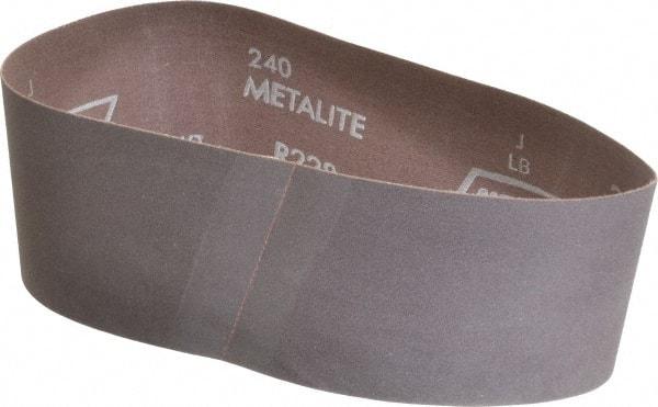 Norton - 3" Wide x 21" OAL, 240 Grit, Aluminum Oxide Abrasive Belt - Aluminum Oxide, Very Fine, Coated, Series R228 - Apex Tool & Supply