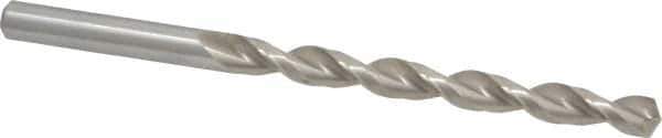 Chicago-Latrobe - Letter F 135° High Speed Steel Jobber Drill - Bright Finish, Right Hand Cut, Parabolic Flute, Straight Shank, 4-1/8" OAL, Notched Point - Apex Tool & Supply