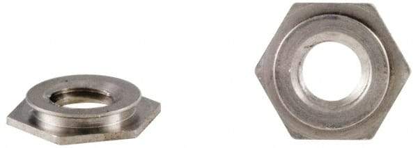 Electro Hardware - #4-40, 0.0619" Min Panel Thickness, Hex Head, Flush Mount Captive Nut Captive Nut - 0.1875" Head Diam, 0.161" Mounting Hole Diam, 0.018" Head Height, Passivated Stainless Steel - Apex Tool & Supply