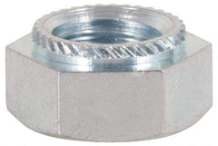 Electro Hardware - M5x0.80, 2mm Min Panel Thickness, Hex Head, Clinch Captive Nut - 8mm Head Diam, 6.5mm Mounting Hole Diam, 3.2mm Head Height, Zinc Plated Steel - Apex Tool & Supply