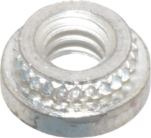 Electro Hardware - #6-32, 0.0599" Min Panel Thickness, Round Head, Broach Captive Nut - 0.281" Head Diam, 0.213" Mounting Hole Diam, 0.065" Head Height, Tin Plated Steel - Apex Tool & Supply