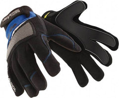 HexArmor - Size L (9), ANSI Cut Lvl A6, Puncture Lvl 3, Synthetic Leather Cut & Puncture Resistant Gloves - Hook & Loop Cuff, Black/Blue, Paired - Apex Tool & Supply