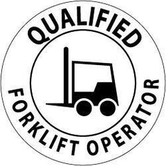 NMC - Qualified Forklift Operator, Hard Hat Label - Black on White, 2" Thick, For Certified Operator - Apex Tool & Supply