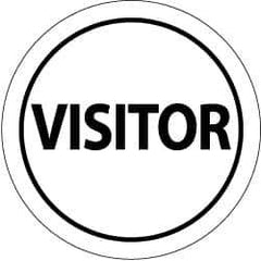NMC - Visitor, Hard Hat Label - Black on White, 2" Thick, For Visitor - Apex Tool & Supply