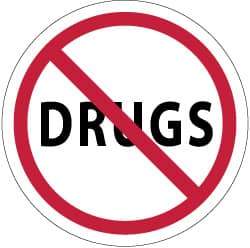 NMC - Drugs, Hard Hat Label - Red & Black on White, 2" Thick, For Accident Prevention - Apex Tool & Supply