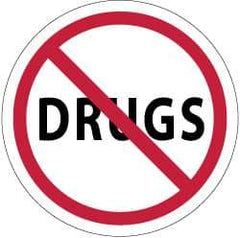 NMC - Drugs, Hard Hat Label - Red & Black on White, 2" Thick, For Accident Prevention - Apex Tool & Supply