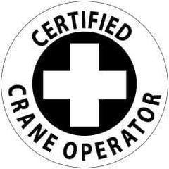 NMC - Certified Crane Operator, Hard Hat Label - Black on White, 2" Thick, For Certified Operator - Apex Tool & Supply