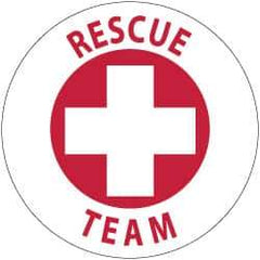 NMC - Rescue Team, Hard Hat Label - Red on White, 2" Thick, For Accident Prevention - Apex Tool & Supply