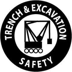 NMC - Trench & Excavation Safety, Hard Hat Label - Black on White, 2" Thick, For Accident Prevention - Apex Tool & Supply